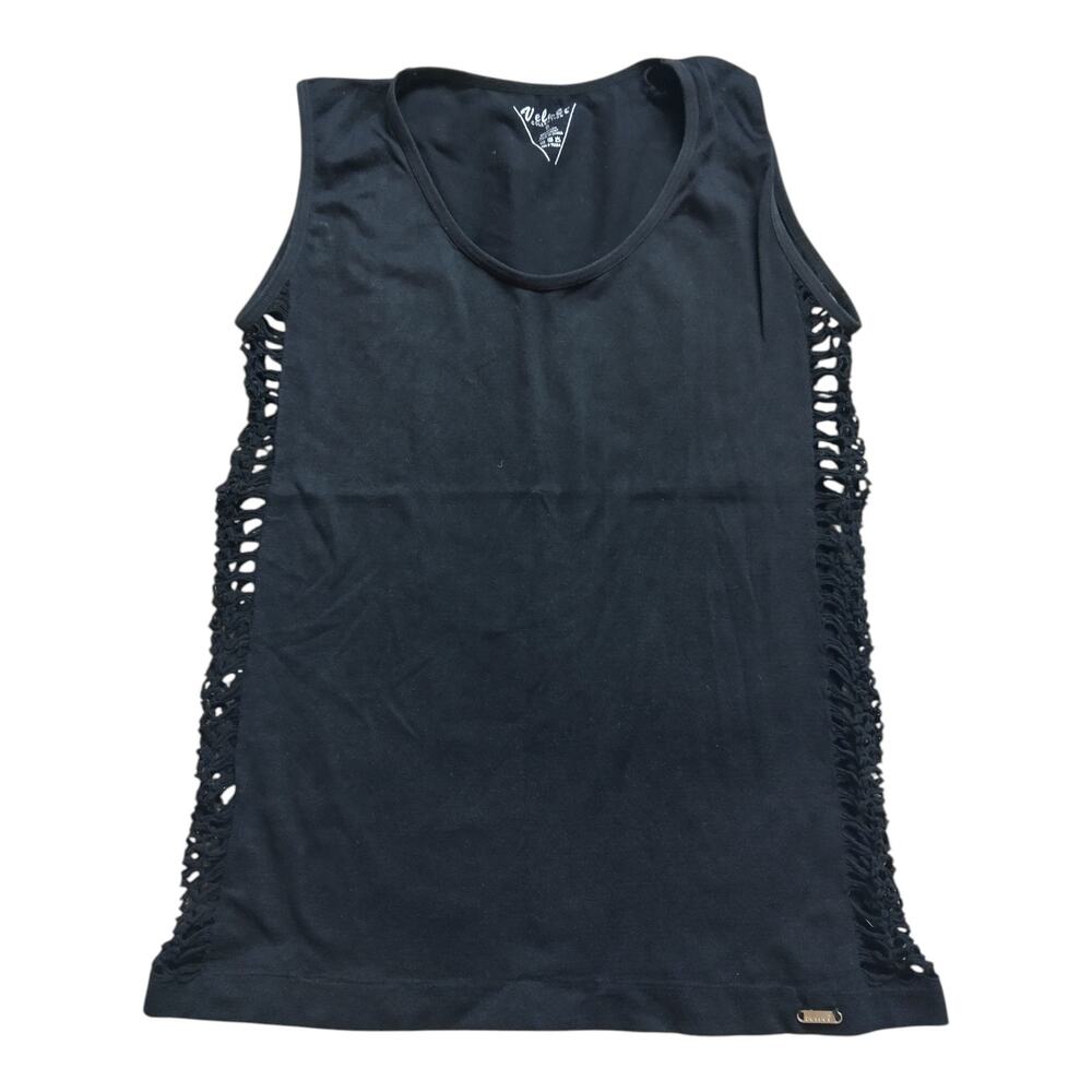 Women's Velvet Collection Black Tank Top With Cut Out Sides, Small, Vintage